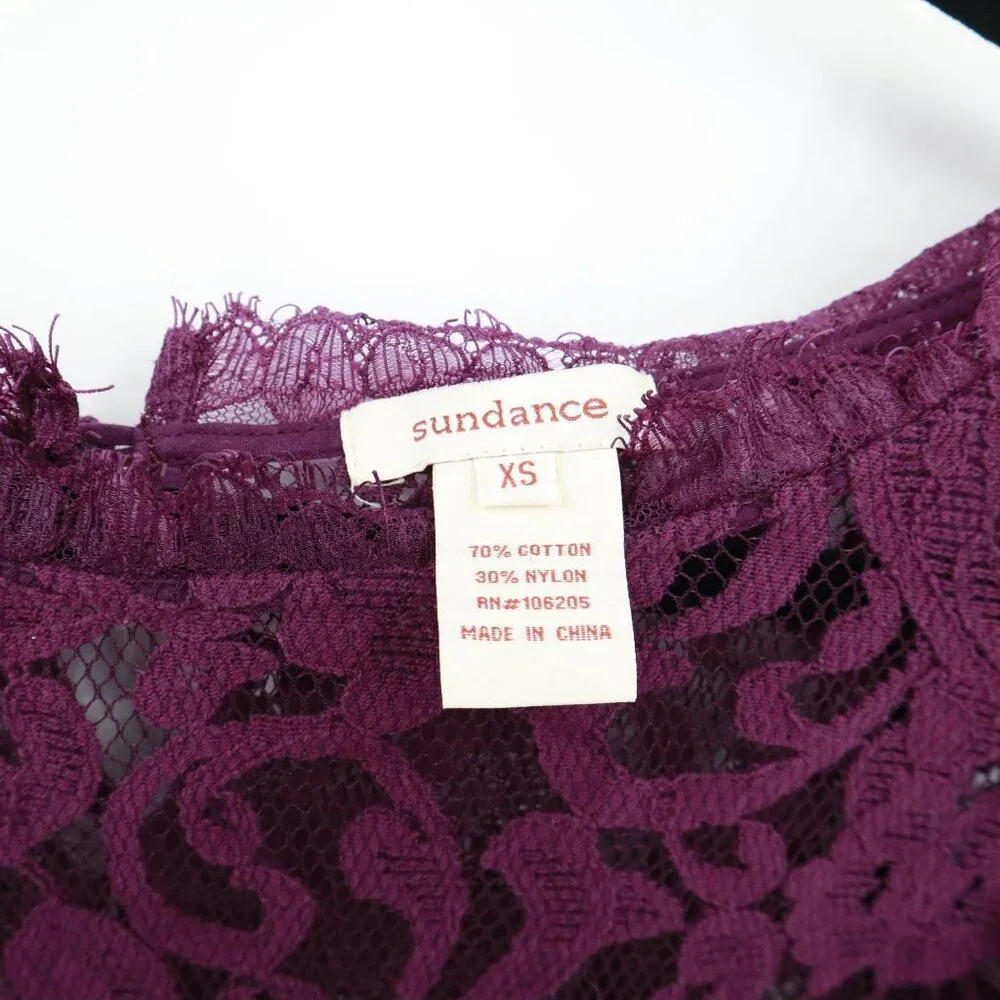 Sundance Lace Top Womens XS Purple‎ Witchy Dark Feminine Boho Event Date Night - Picture 2 of 15